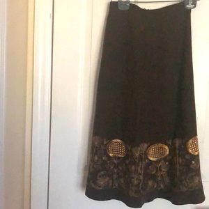 Peck & Peck Exquisitely Embroidered Silk Skirt